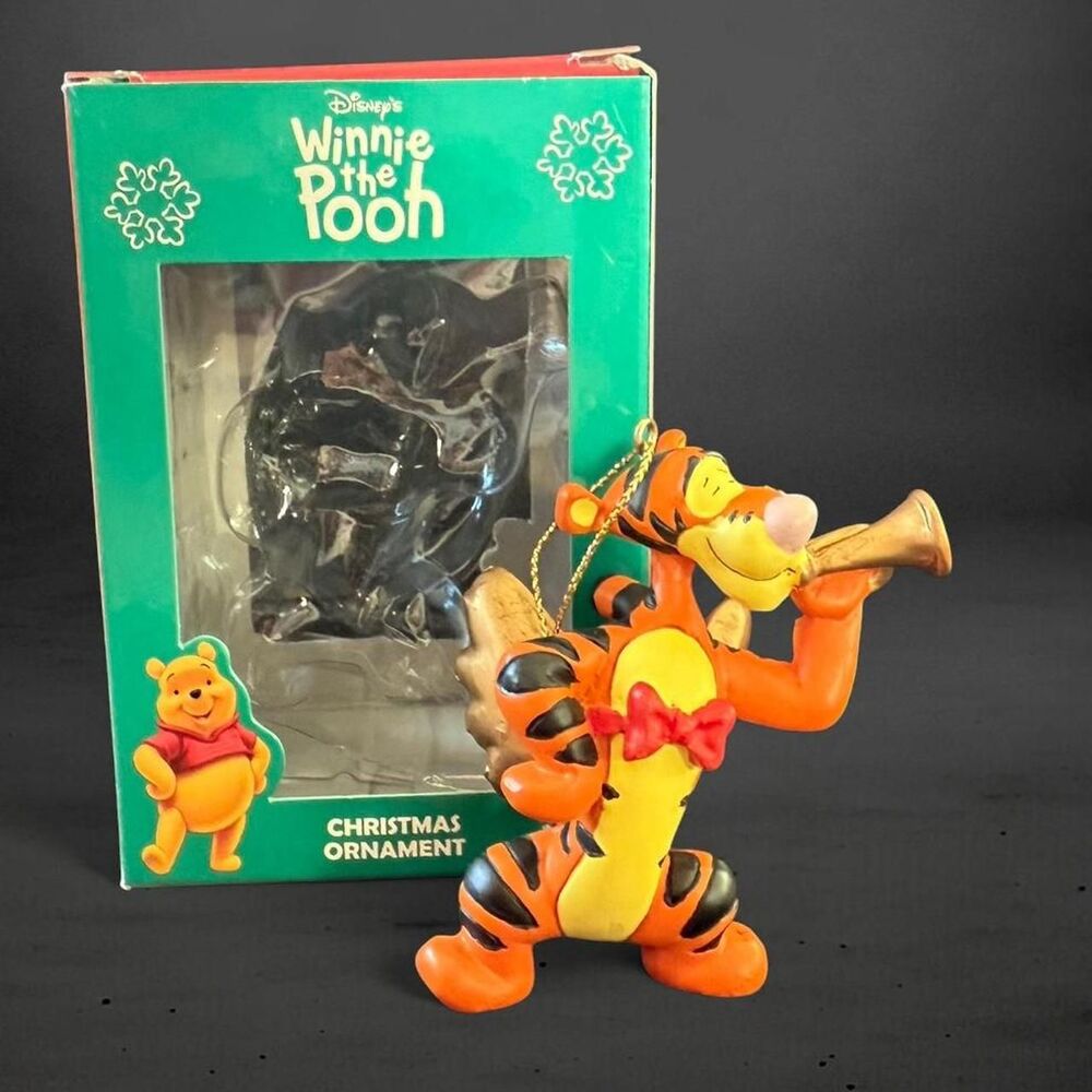 VTG 90s Disney Winnie the Pooh Tigger Playing Trumpet Christmas Ornament in Box